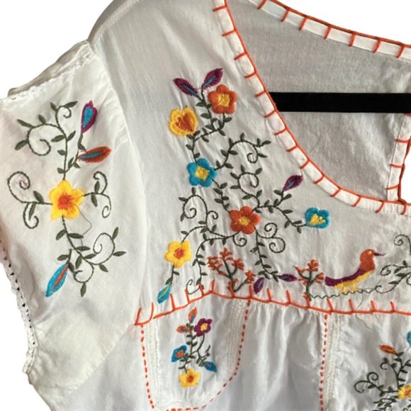 Embroidered peasant style boho cotton tunic top 2X - Picture 10 of 12